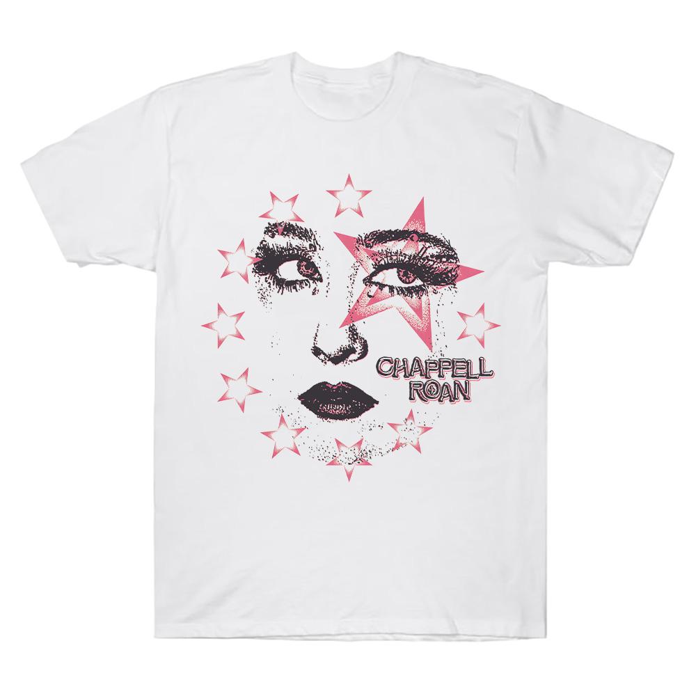 Star Face T-Shirt Chappell Roan Aesthetic Art Print Short Sleeved Clothes Summer New Unisex Cotton T Shirt Comfort Tee
