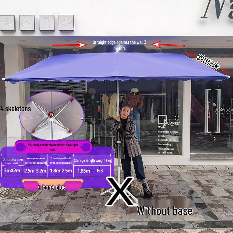 Foldable Outdoor Commercial Sunshade Umbrella with Tilt and Awning