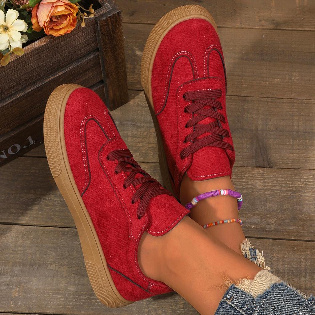 New Plus-size Lace-Up Fashion Women Spring/Autumn Outwear Runner Sneakers Solid Color Shoes