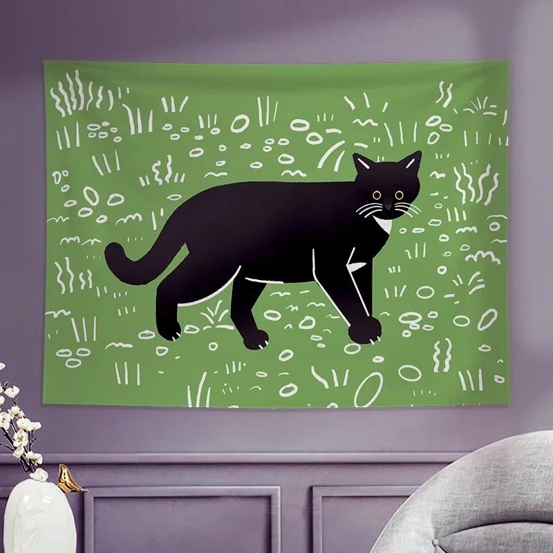 Cute Cat Cartoon Decorative Tapestry Home Wall Living Room Office Decorative Tapestry