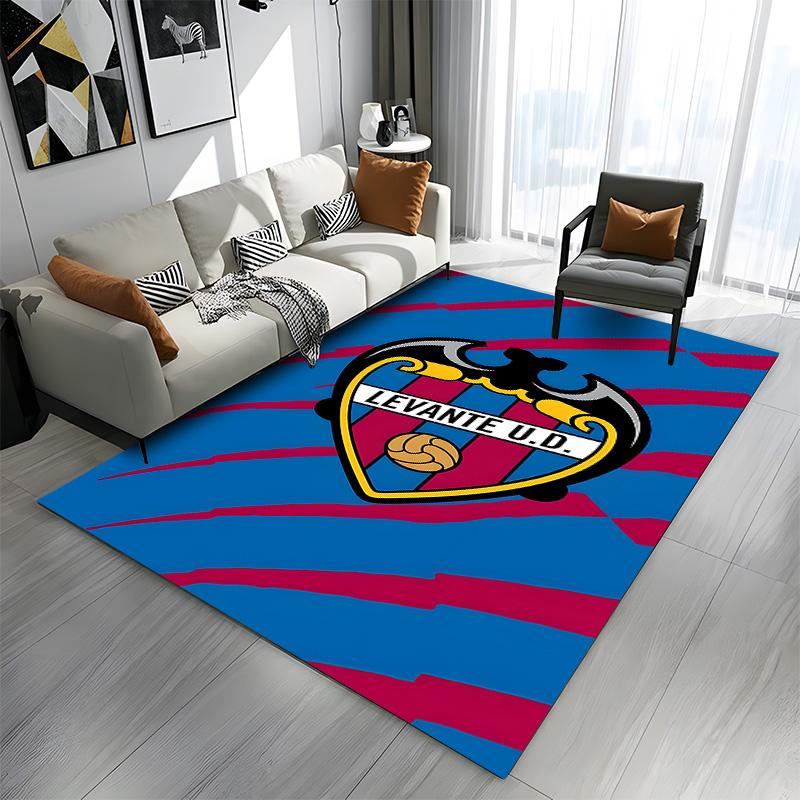 Levante U.D. Logo on Blue & Red Background Patterned carpet a non slip rug suitable for all seasons and any setting, gift