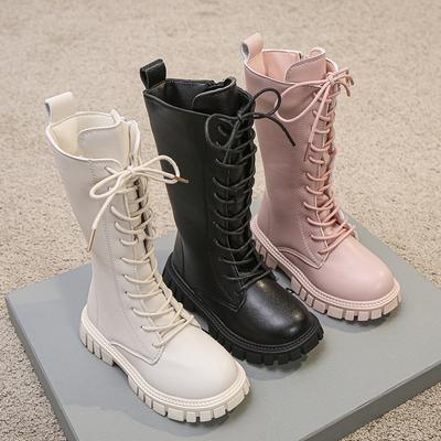 Chaussures pour filles coréennes bottes longues pour enfants nouvelles bottes longues bottes hautes d'automne et d'hiver bottes simples bottes en cuir de princesse en velours