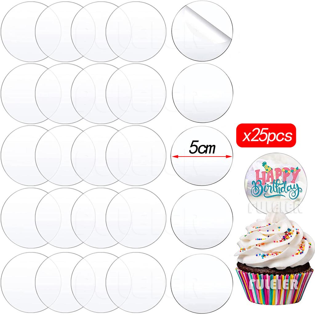 5/10/15/20/25cm Round Acrylic Cake Disks DIY Art Blank Board Cake Tool Tray Stand Cake Topper Decoration Tool Baking Accessories