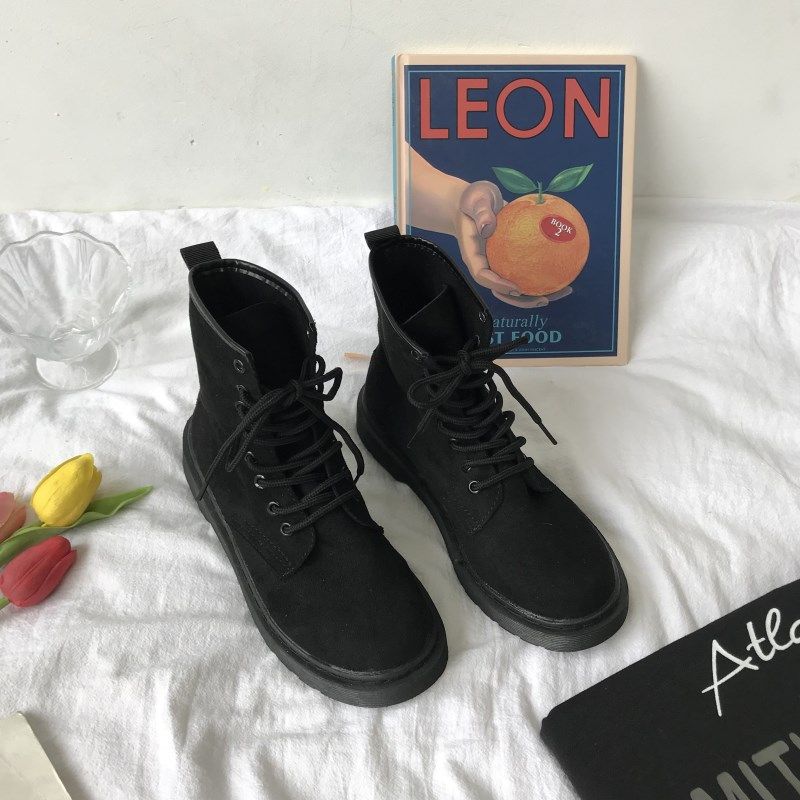 Short Shoes For Women Punk Style Female Ankle Boots With Laces Combat Black Footwear Lace-up Booties Y2k Pu Chic Elegant Autumn