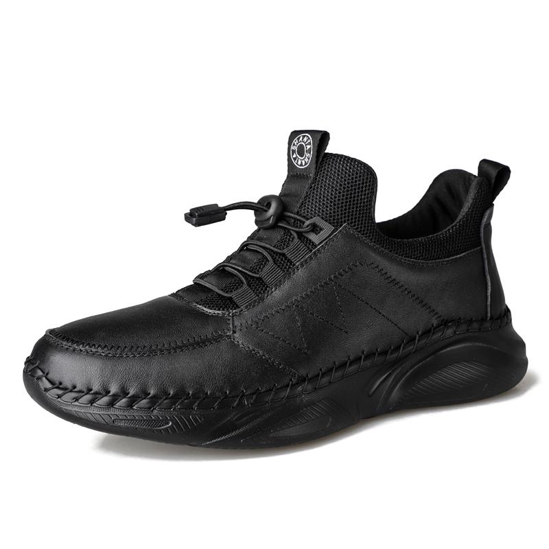 Fashion Black Handmade Leather Casual Men Shoes Design Sneakers Men Comfortable Leather Men Hot Sale Moccasins Driving Shoe Plus Size 48