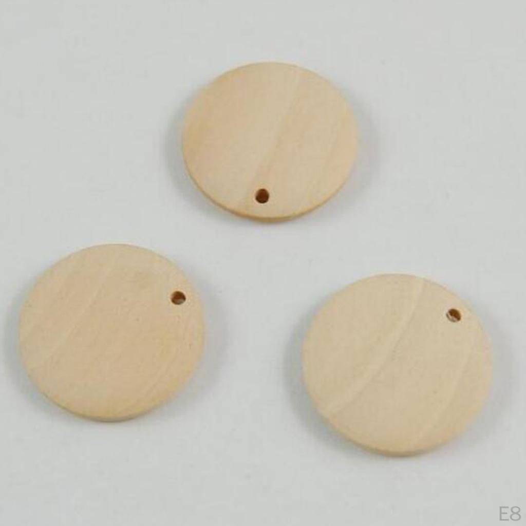 100 Pieces of Wooden Discs Round Circles with Hanging