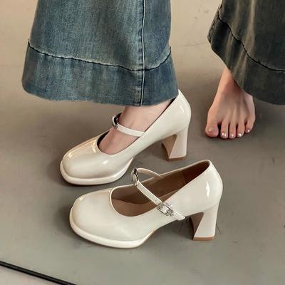 Popular Commuter Mary Jane Single Shoes High Heels Women's 2025 New Models with Thick Heels Women's Shoes Temperament Shallow Mouth