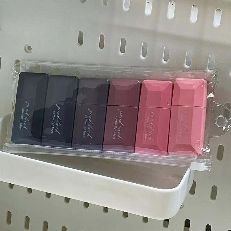 

6 шт./компл. Креативный дизайн корректирующей ленты для студентов, черный, розовый цвет, канцелярская корректирующая лента, школьные принадлежности для студентов