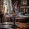 Retro Gothic Lighting Stained Glass Witch Hat Lamp, USB Powered Resin Night Light, Colored Lampshade Halloween Table Lamp for Bedroom Bookshelf Mantel