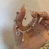 925 Sterling Silver Adjustable Bracelet with Fu Character, Strawberry Crystal, and Hetian Jade