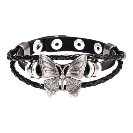 Aroncent Butterfly Bracelet Ladies Leather Belt Black Cute Stylish Lolita Punk Rock Harajuku Party Cosplay Event Fashion Accessories