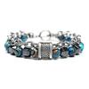 1 Pcs Rock Bead Gemstones Bangles Jewelry Making Stainless Steel Charm Natural Stone Beads Bracelet For Men