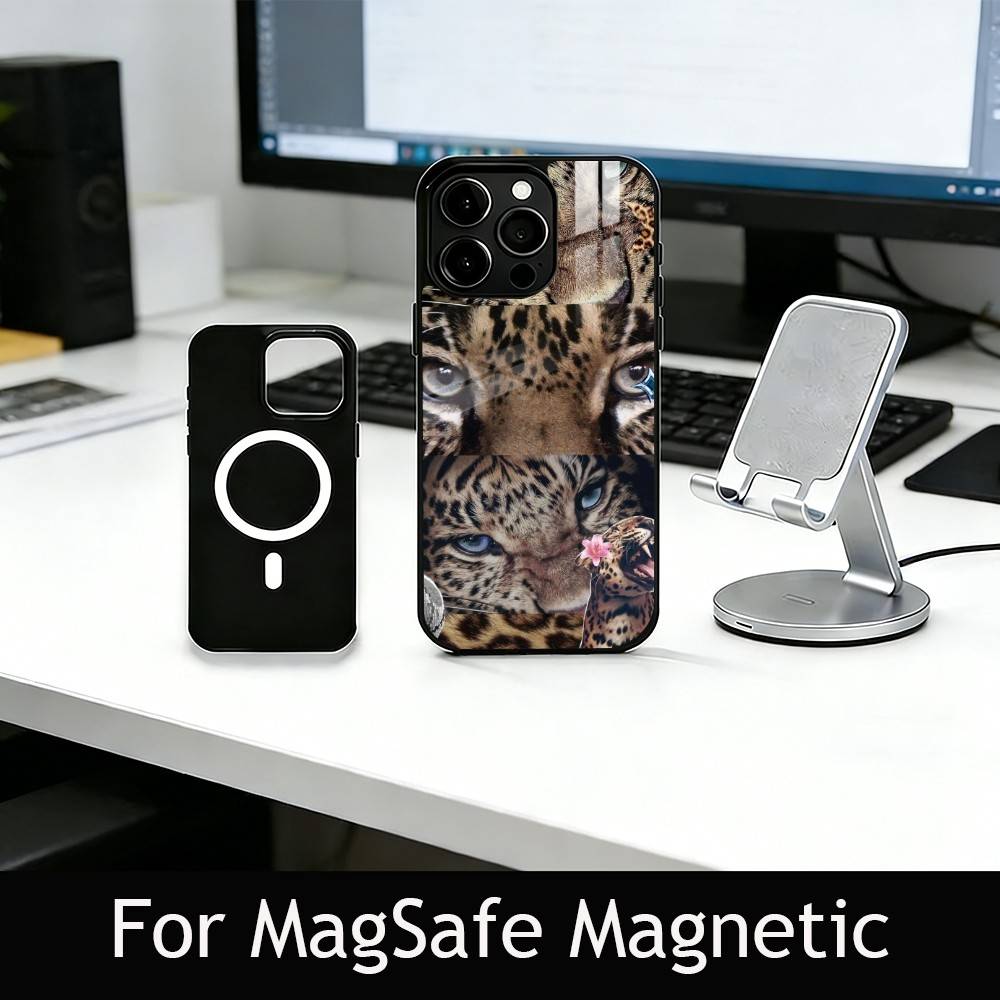 Fashion leopard print Phone Case For iPhone17,16,15,14,13,12,11 Plus,Pro Magnetic For Magsafe Wireless Charging