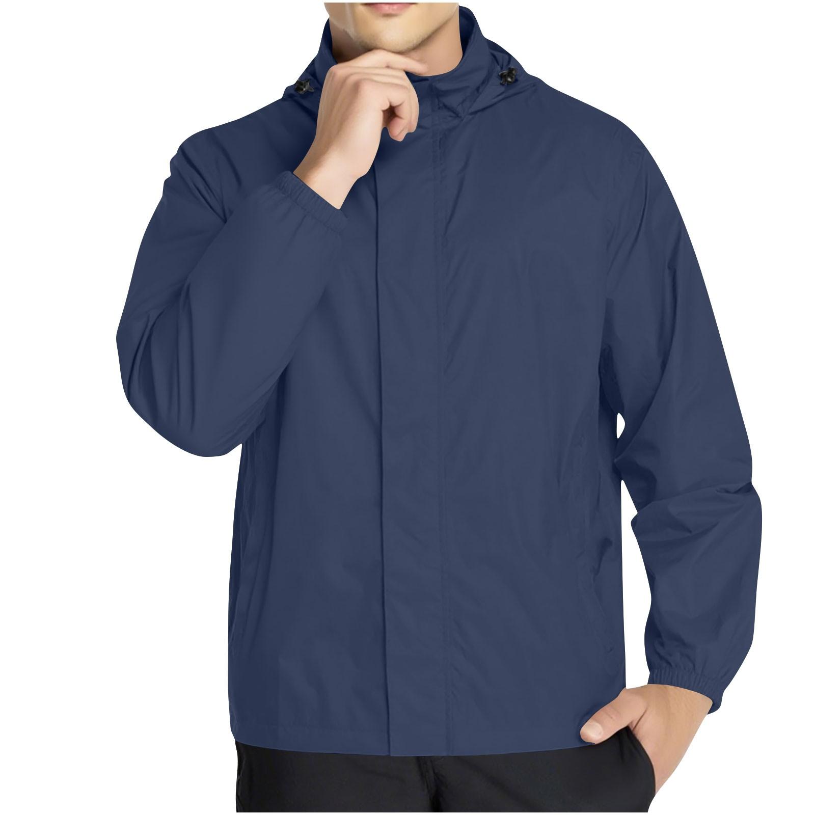 

Мужская дождевая куртка дождевик для бега водонепроницаемая ветрозащитная для путешествий пешего туризма велоспорта дождевик S тёмно-синий