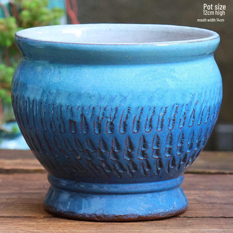 Yixing Handmade Coarse Pottery Medium Succulent Planter - Breathable Zisha Ceramic Ebony Tree Pot for Green Plants