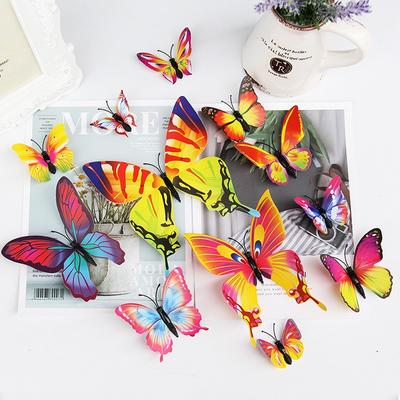12PCS 3D Effect Butterfly Sticker Magnetic DIY Refrigerator Wall Stickers PVC Modern Art Decal Home Decoration Creative Gift ZYF