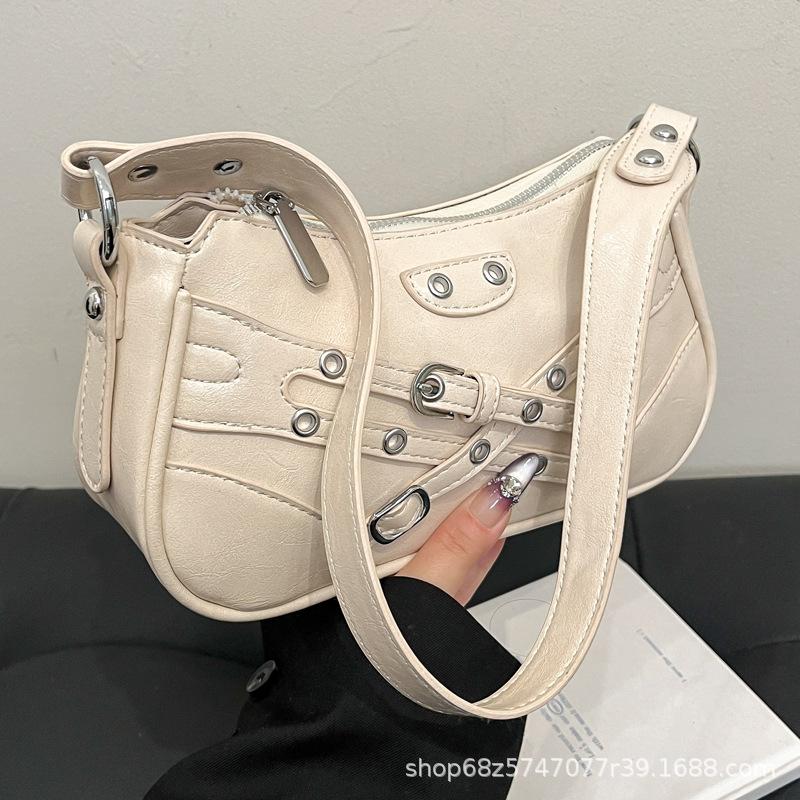 Slack Underarm Bag Women's 2025 Spring New Fashion Locomotive Small Square Bag Lazy Wind High Wisdom One Shoulder Crossbody Bag