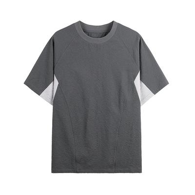 Última Camiseta Masculina de Manga Curta com Textura Waffle, Toque Suave na Pele, Gola Redonda para o Dia a Dia