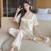 Summer Girl High-End Love Short-Sleeved Trousers Pajamas Women'S Ice Silk Cool Casual Loungewear Set