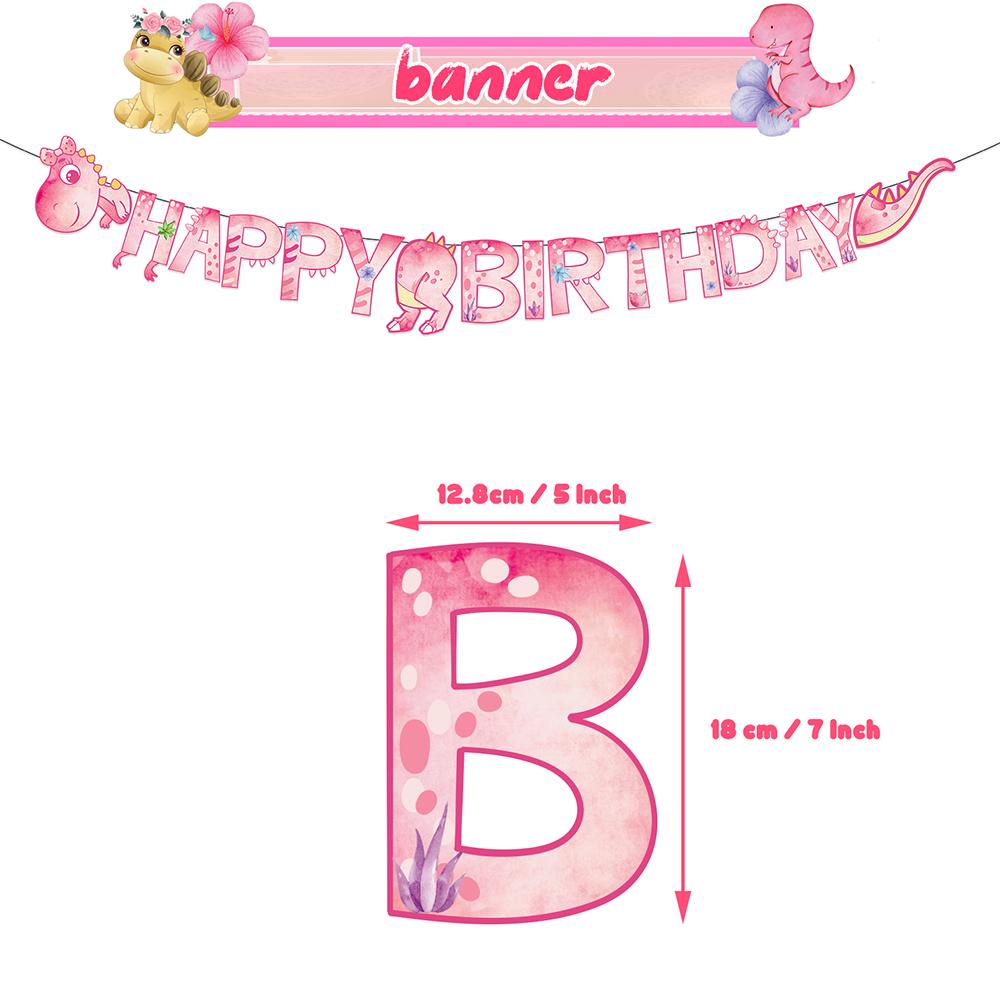 34pcs Dinosaur Party Decorations for Girls Includes Banner Cake Topper Balloon