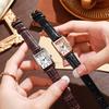 Casual Rectangular Women Small Dial Watch Roman Numerals Premium Leather Strap Black Women Exquisite Wristwatch Relogio