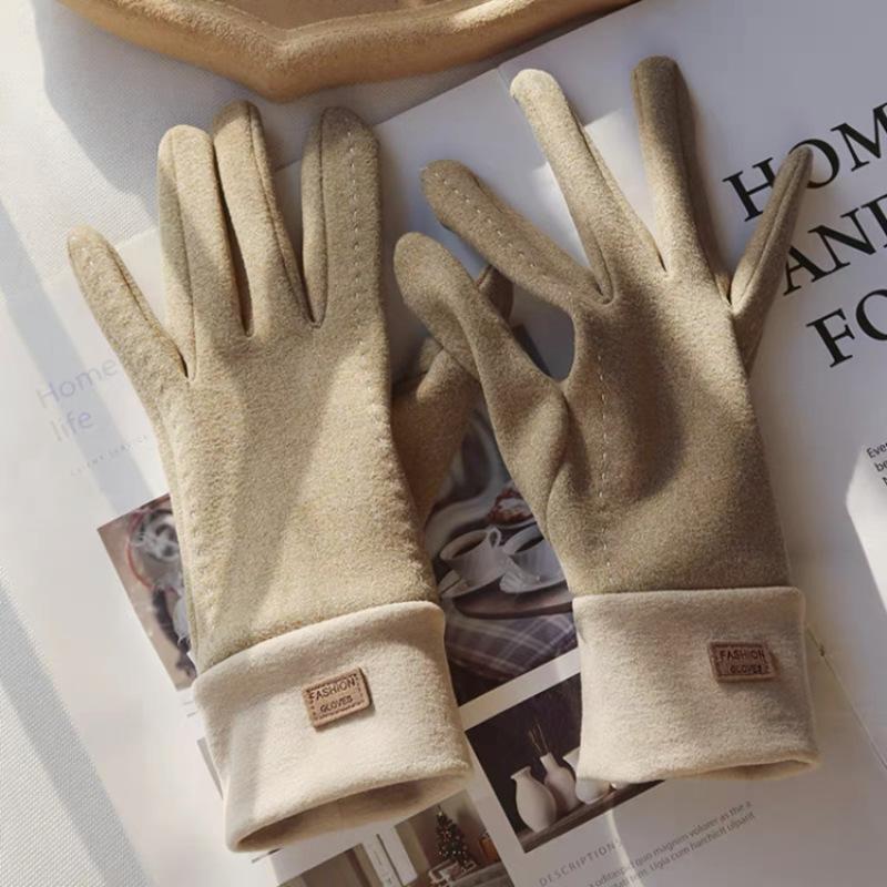 New Winter Women Keep Warm Touch Screen Fleece Thickened Not Bloated Cycling Driving Fashion Elegant Windproof Soft Gloves