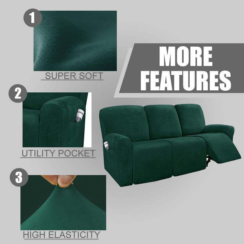 1/2/3 Seater Velvet Split Recliner Sofa Cover Stretch Super Soft Reclining Chair Covers  Relax Armchair Protector Home