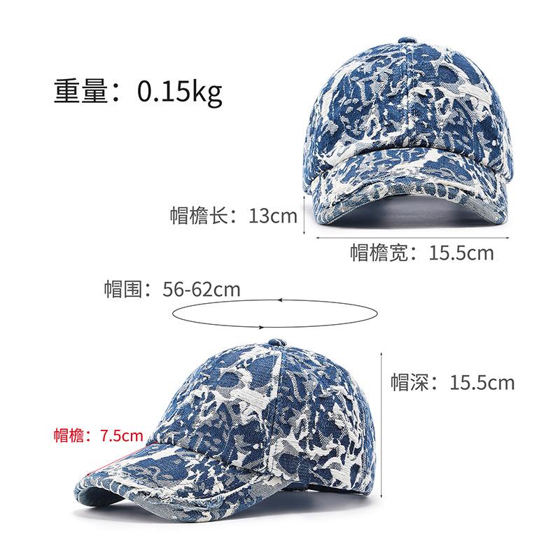 JOGUJOS original new denim cap washed baseball cap summer fashion versatile big head circumference hat