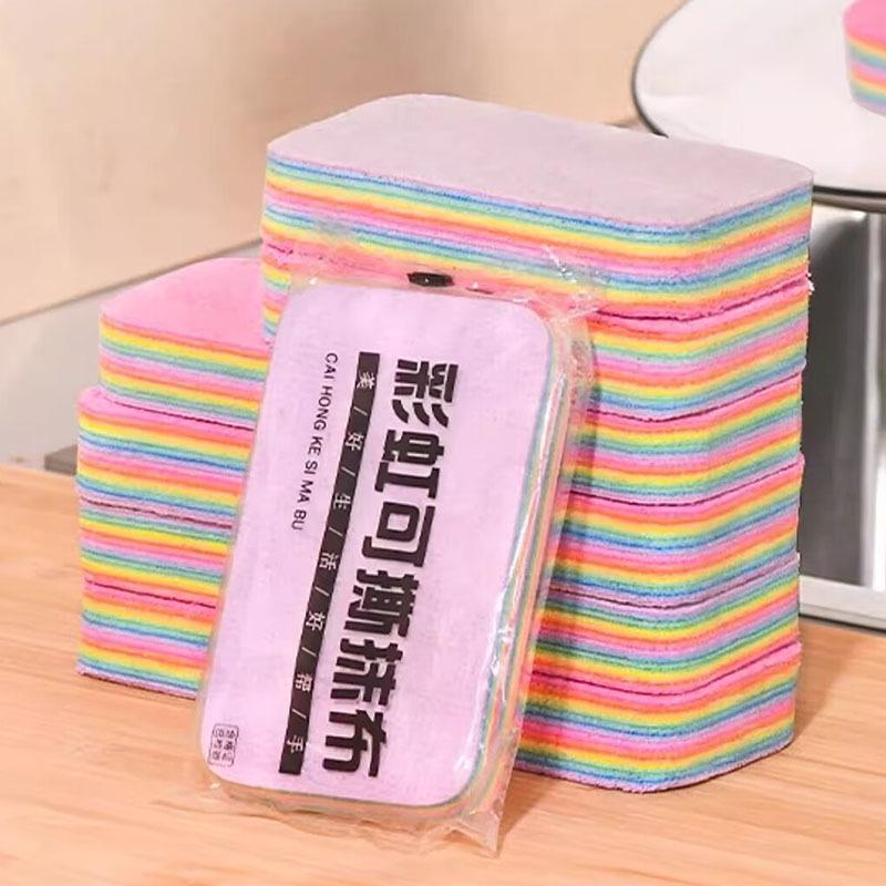 Tearable Multi-layer Rainbow Rag: Absorbent, Lint-free, Easy-tear De-oiling Dishcloth