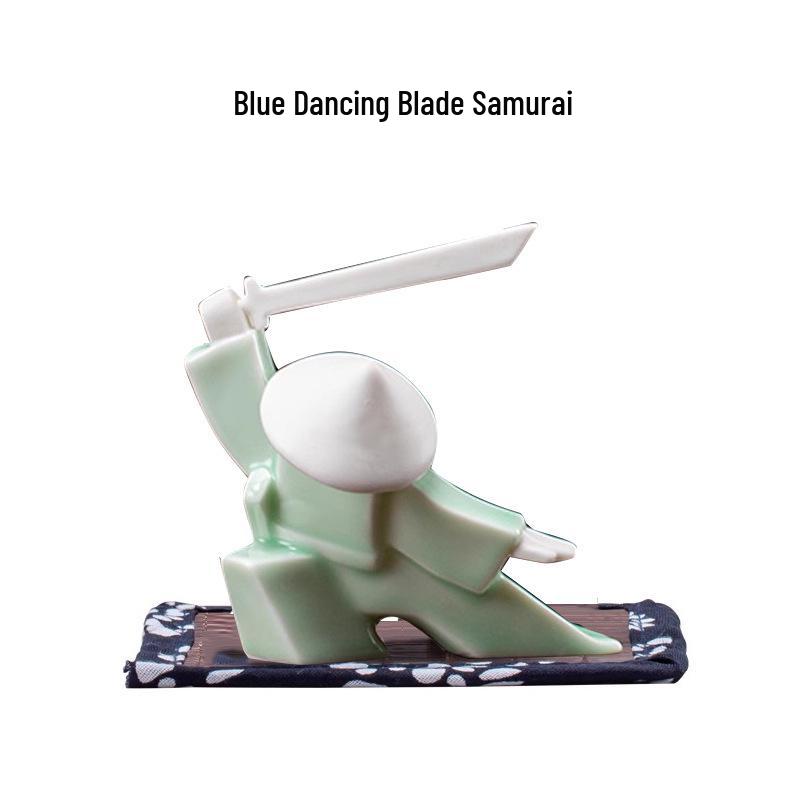 Ceramic Swordsman Incense Holder: Creative Sword-Dancing Ornament & Stick Burner Base