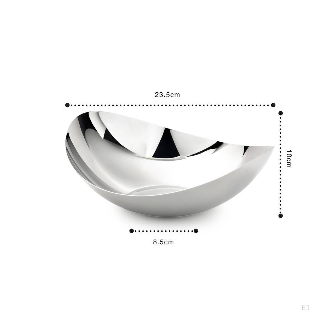 Polished Stainless Steel Serving Bowl | Deep wide opening, Smooth simple to clean Surface, Curved