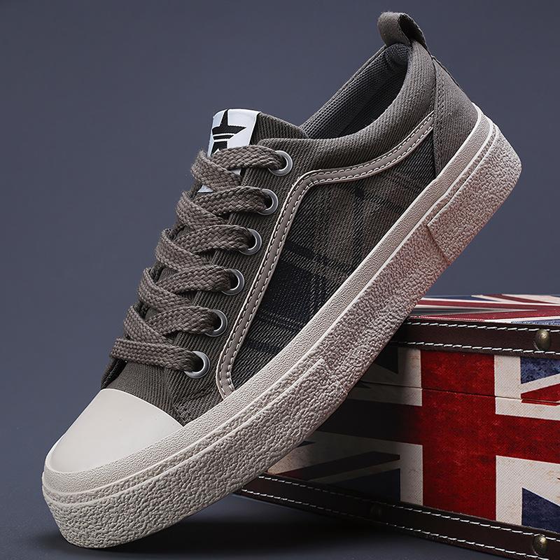 Pantofi de primăvară pentru bărbați, confortabili și versatili, la modă și casual, pantofi de pânză pentru bărbați, plat, cu vârf jos, cu șireturi