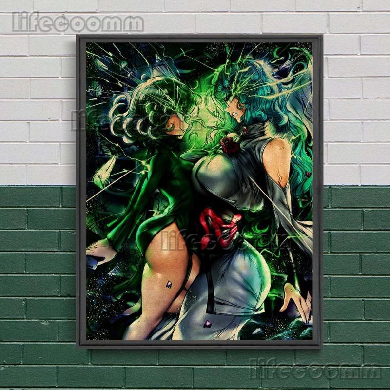 Vintage One Punch Man Anime Wall Art Psykos Tatsumaki Canvas Painting Poster Unique Home Decor for Anime Fans