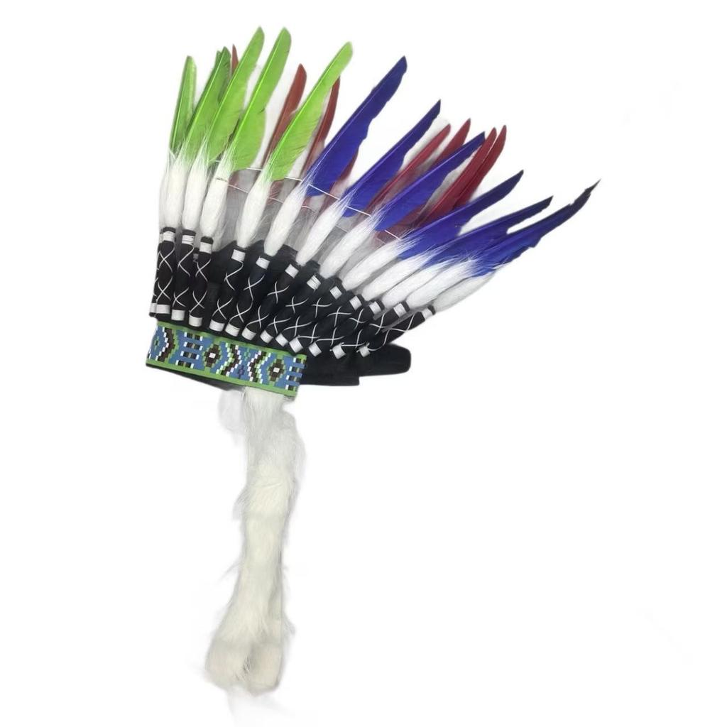 World Cup Themed Indian Feather Headdress, Savage Chief Hair Accessory