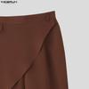 INCERUN Men Back Elastic Waist Casual Long Front Layers Harem Pants Trousers