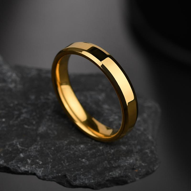 Letdiffery 4mm Simple Smooth Women Rings Black Stainless Steel Men Rings Birthday Gifts