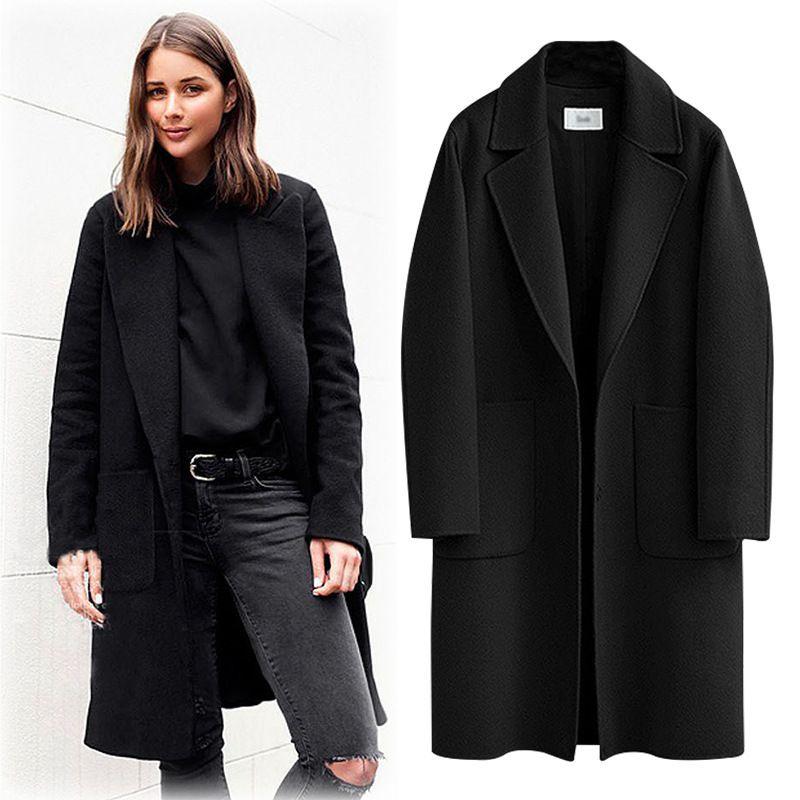 Elegant New Fashion Women's Vintage Woolen Winter Warm Long Sleeve Pocket Coat