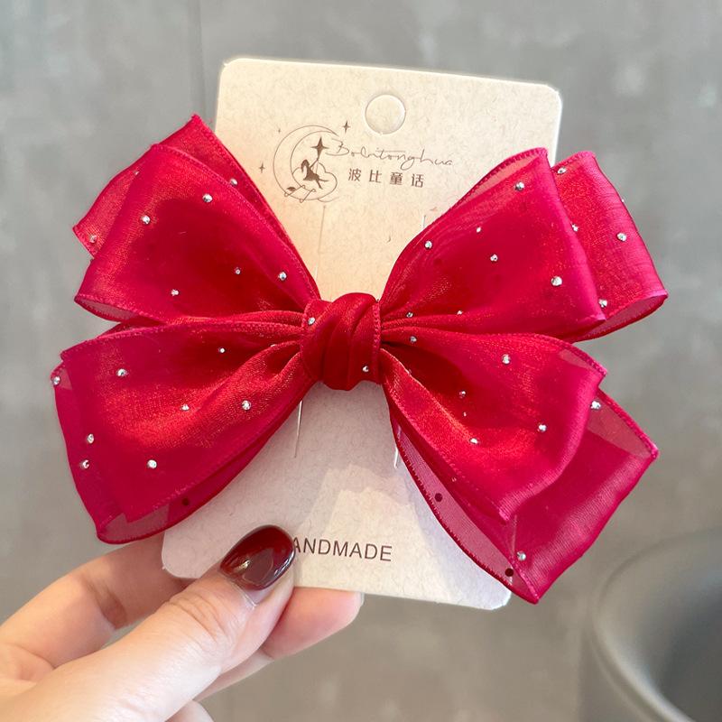 Neue Perle Bogen Haar Clips Gaze 3D Prinzessin Süße Haarspangen für Kinder Kopfbedeckungen Mädchen Kinder Haar Zubehör