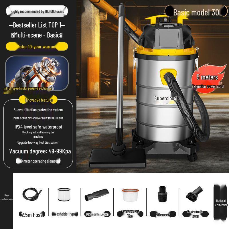 High-Power Industrial & Household Vacuum Cleaner for Carpet, Car, and Seam Cleaning