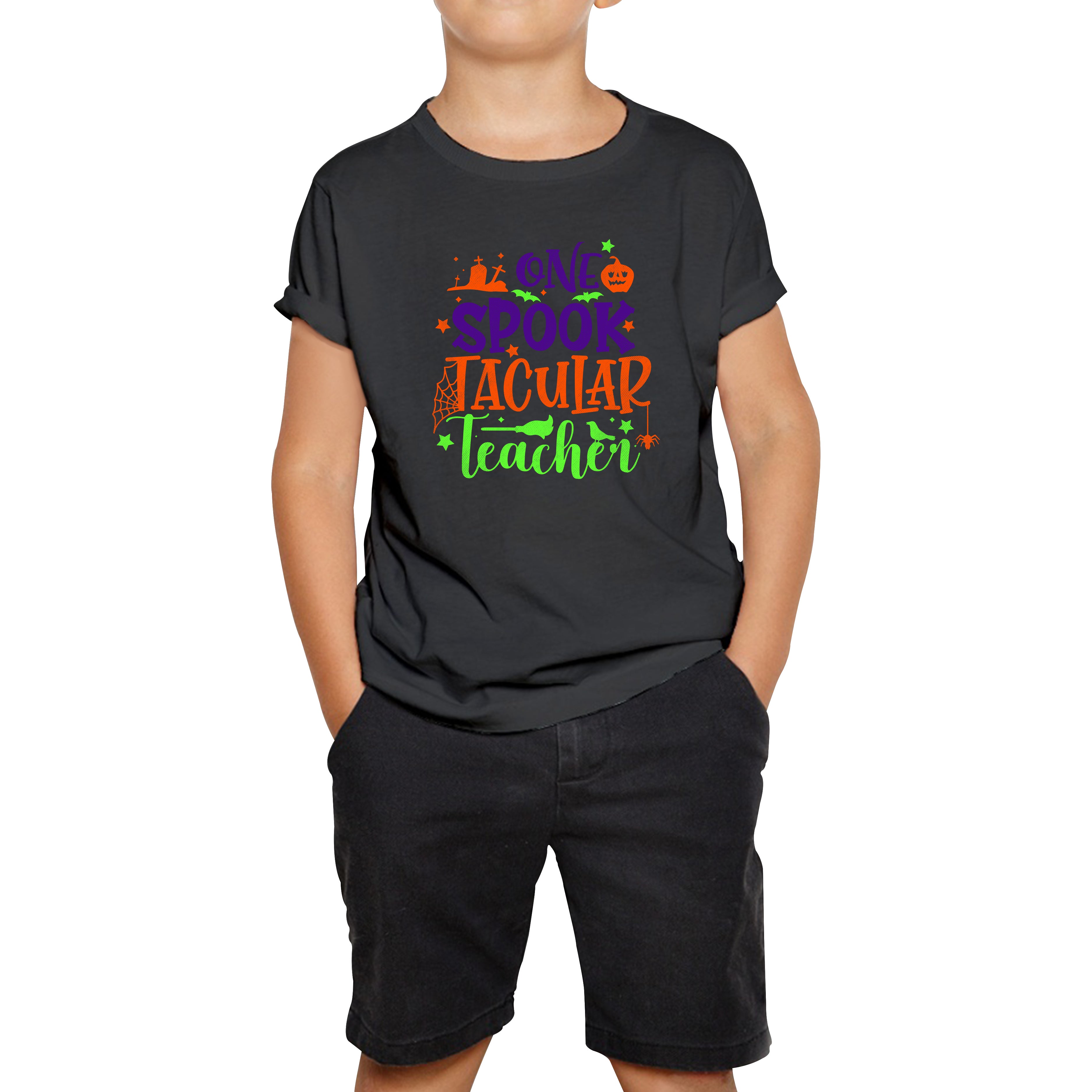 One Spooktacular Teacher Halloween Teacher Funny Halloween Spooktacular Teacher Kids Tee 100