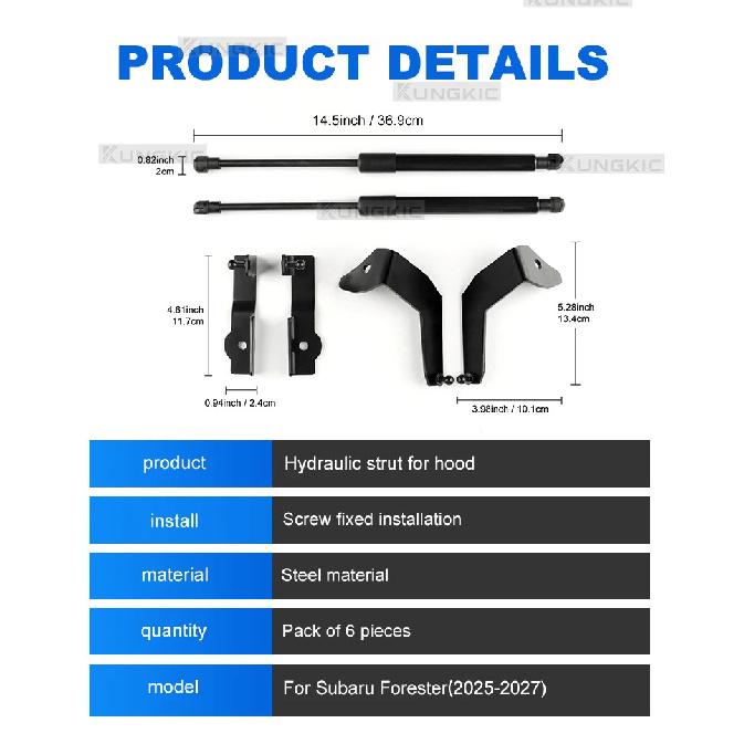 For Subaru Forester 2025 2026 2027 Shock Rod Arms Gas Springs Replacement Car Front Bonnet Hood Lift Strut Bars Supports