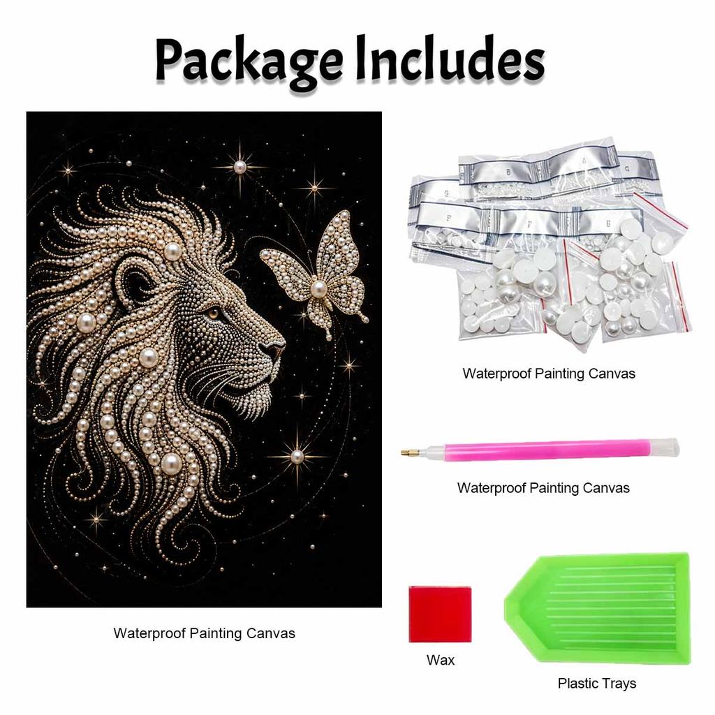 Pearl Art Painting Kit for Adults and Beginners, Majestic Lion Sparkling Painting Craft Home Wall Decor Handmade Gift