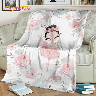 Dream Ballet Girl Ballerina Fairy Swan Unicorn Cartoon Blanket,Soft Throw Blanket for Home Bedroom Bed Sofa Picnic Travel Kids
