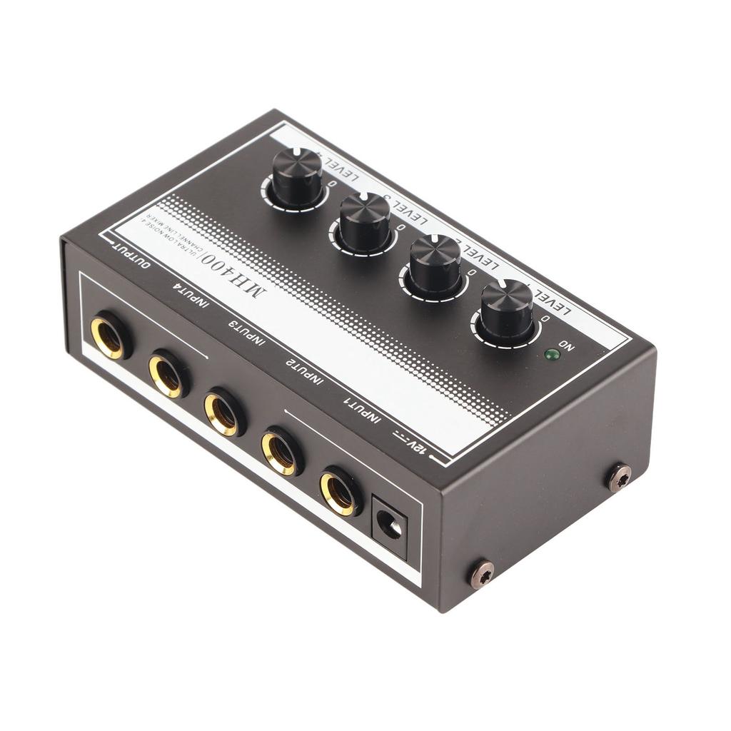 4?Channel Line Mixer Mini Metal Ultra Low Noise Hub Microphone Audio Equipment MH400US Plug 110V