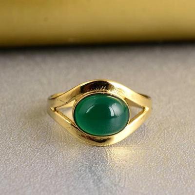 Green Onyx Gemstone Ring, Solid 925 Sterling Silver Ring, Yellow Gold Ring, Handmade Ring, Statement Ring, Women Ring, Silver Ring