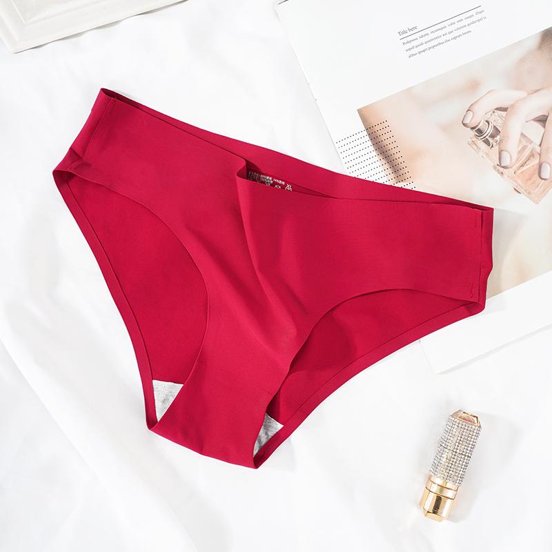 Women Ice Silk Solid Seamless Underwear Pantie Color Soft Comfortable Briefs Lingerie Women Underwear Briefs