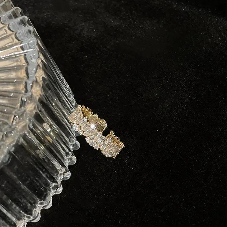 

Изысканная роскошь инкрустация бриллиантами блестящие кольца для женщин Высокое качество новое обручальное кольцо открытое свадебное изящное ювелирное украшение resizable