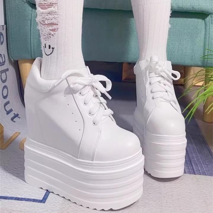 14CM Luxury Brand Ladies High Platform Wedge Boots High Heels Ankle Boots Women white Party Woman Fall Shoes Comfort