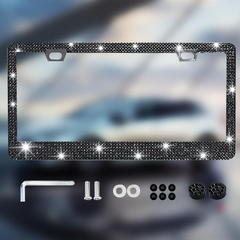 NEW 1/2PCS 31*16cm Bling Crystal License Plate Frame Women Rhinestone Car License Plate Frame Cover Holder Car Accessories