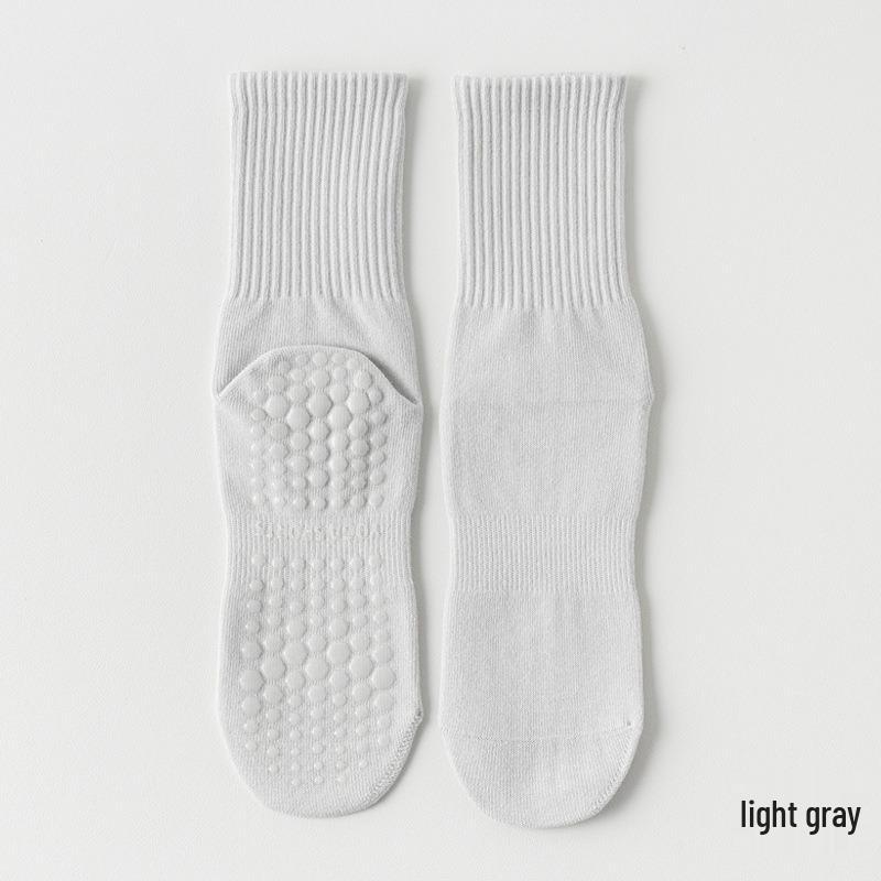 Women's Non-Slip Mid-Calf Yoga & Pilates Socks, 95% Cotton, Seamless, with Silicone Grip